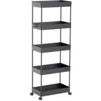 Etajera cu 5 polite, Quasar & Co.®, dreptunghiulara, cu roti, ABS/metal, 40 x 22 x 116 cm, negru 9