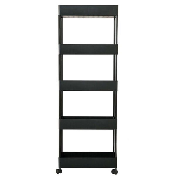 Etajera cu 5 polite, Quasar & Co.®, dreptunghiulara, cu roti, ABS/metal, 40 x 22 x 116 cm, negru - imagine 4