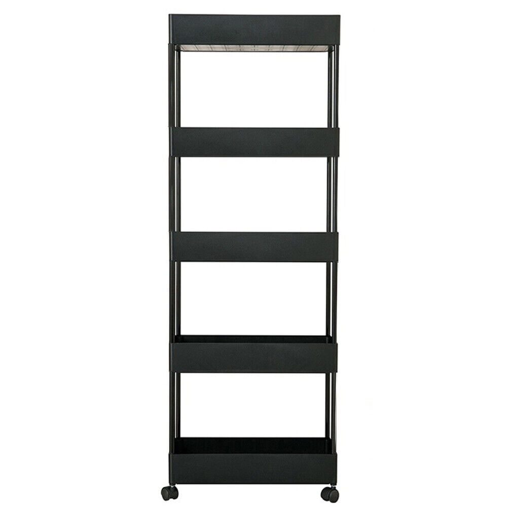 Etajera cu 5 polite, Quasar & Co.®, dreptunghiulara, cu roti, ABS/metal, 40 x 22 x 116 cm, negru 4