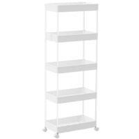 Raft universal depozitare, Quasar & Co.®, cu roti, 5 polite, dreptunghiular, 40 x 22 x 116 cm, ABS/metal, alb 5