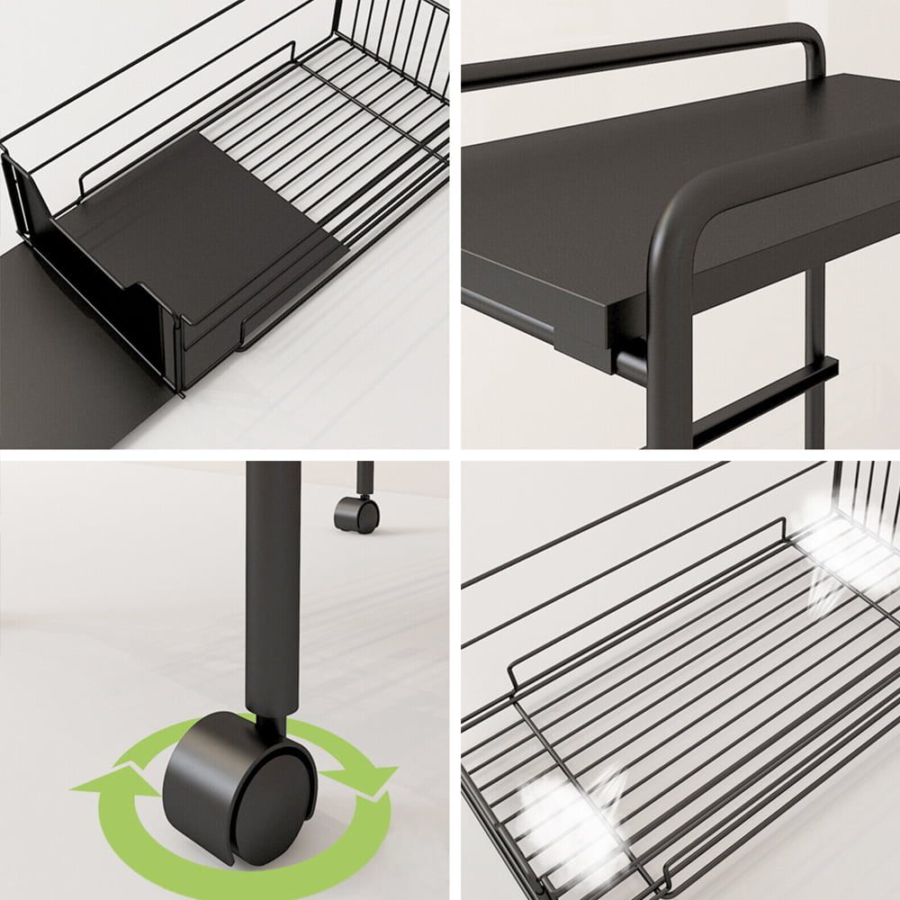 Raft depozitare pentru baie, Quasar & Co.®, cu roti, 3 polite, dreptunghiular, 24x36x64 cm, metal, negru 4