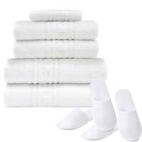 Set 5 prosoape hoteliere cu 2 perechi papuci Quasar & Co.®, 100% bumbac, 600 g/mp, 2 x prosop fata 50 x 90 cm, 2 x prosop corp 70 x 140 cm, 1 x prosop picioare 50 x 70 cm, 2 perechi papuci marime universala, alb 8 Set 5 prosoape hoteliere cu 2 perechi papuci Quasar & Co.®, 100% bumbac, 600 g/mp, 2 x prosop fata 50 x 90 cm, 2 x prosop corp 70 x 140 cm, 1 x prosop picioare 50 x 70 cm, 2 perechi papuci marime universala, alb 8