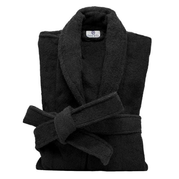 Halat de baie Quasar & Co.®, 550 g/mp, hotel quality, unisex, 100% bumbac, L/XL, negru - imagine 5