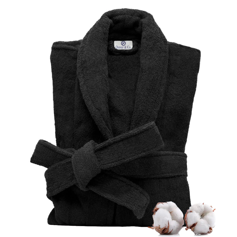 Halat de baie Quasar & Co.®, 550 g/mp, hotel quality, unisex, 100% bumbac, L/XL, negru 4 Halat de baie Quasar & Co.®, 550 g/mp, hotel quality, unisex, 100% bumbac, L/XL, negru 4