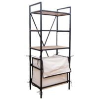 Raft universal, Quasar & Co.®, etajera cu 3 polite si cos de rufe, metal/lemn, 50 x 33 x 123.5 cm, negru 6