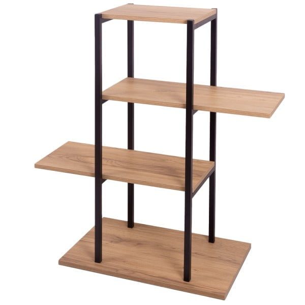 Raft universal, Quasar & Co.®, etajera 4 polite, metal/lemn, 35 x 29 x 99 cm, negru - imagine 1