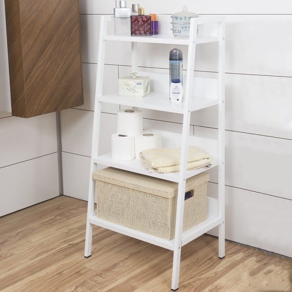 Raft universal, Quasar & Co.®, etajera 4 polite, lemn, 45 x 20.5-35.5 x 99 cm, alb - imagine 3