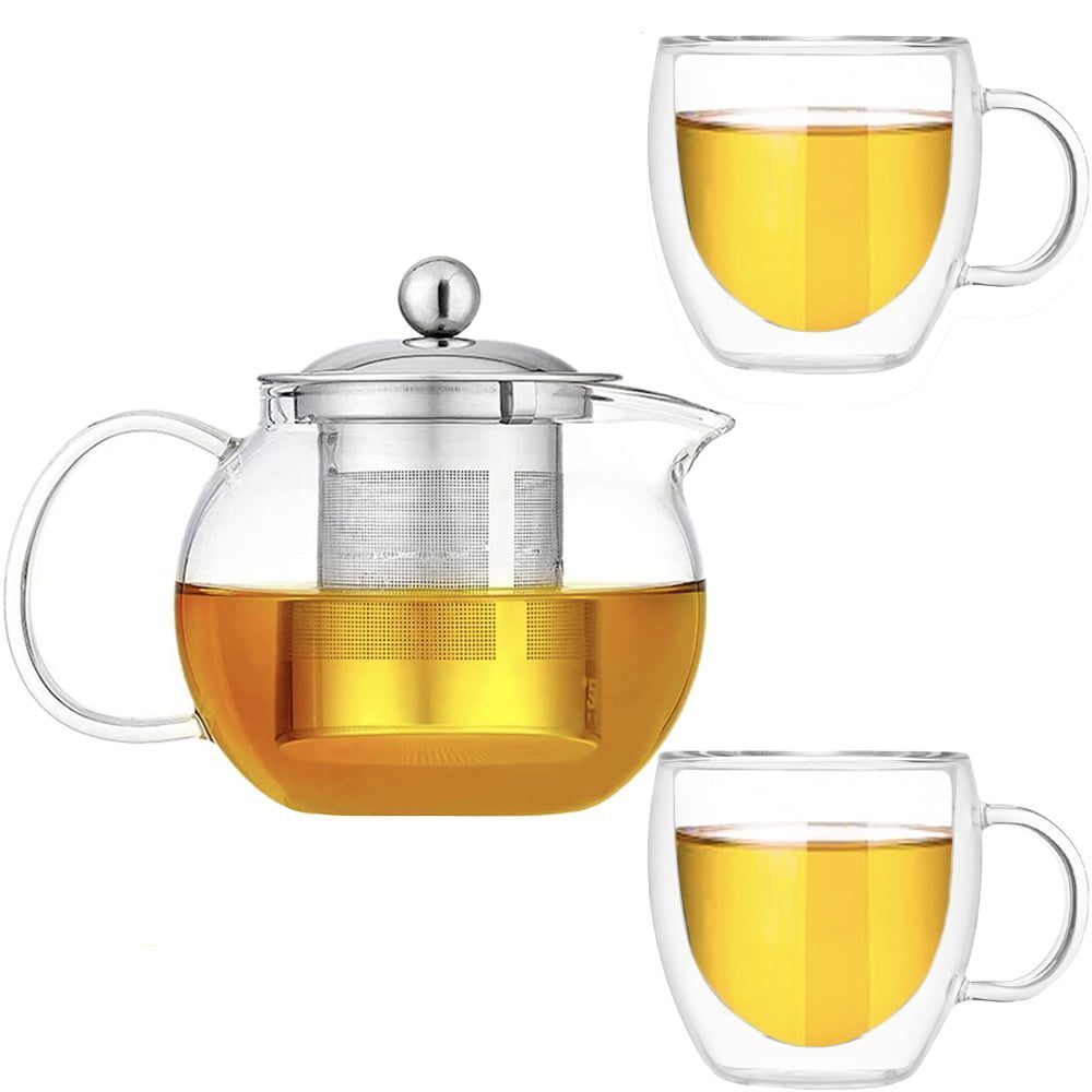 Set ceainic cu 2 cani, Quasar & Co.®, Relax, cu infuzor, capac si 2 cani cu pereti dubli, 650 ml/2 x 250 ml, transparent 3