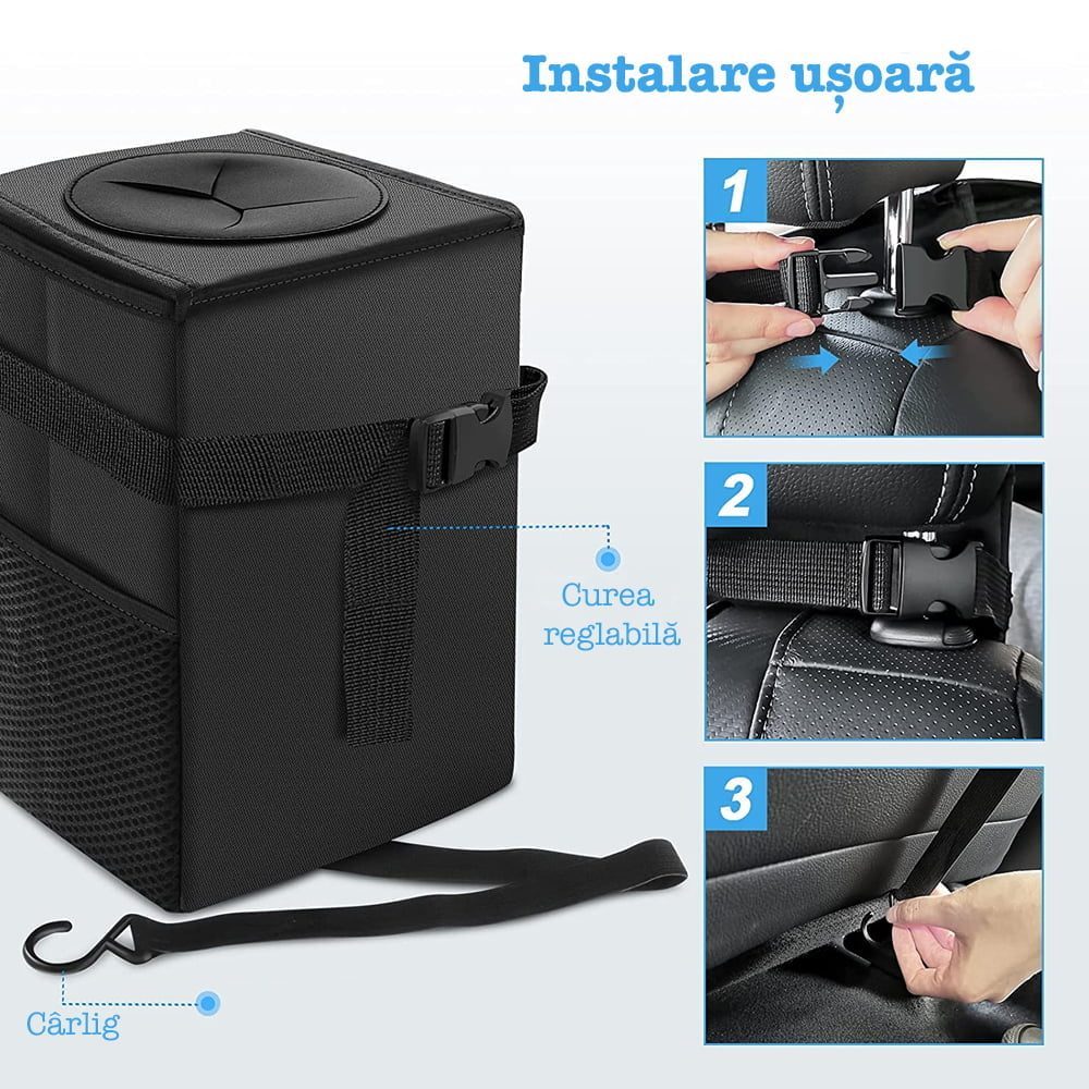 Organizator auto, Quasar & Co.®, 1 compartiment, 3 buzunare laterale, impermeabil, curea reglabila, 24 x 16 x 16 cm, negru 7 Organizator auto, Quasar & Co.®, 1 compartiment, 3 buzunare laterale, impermeabil, curea reglabila, 24 x 16 x 16 cm, negru 7