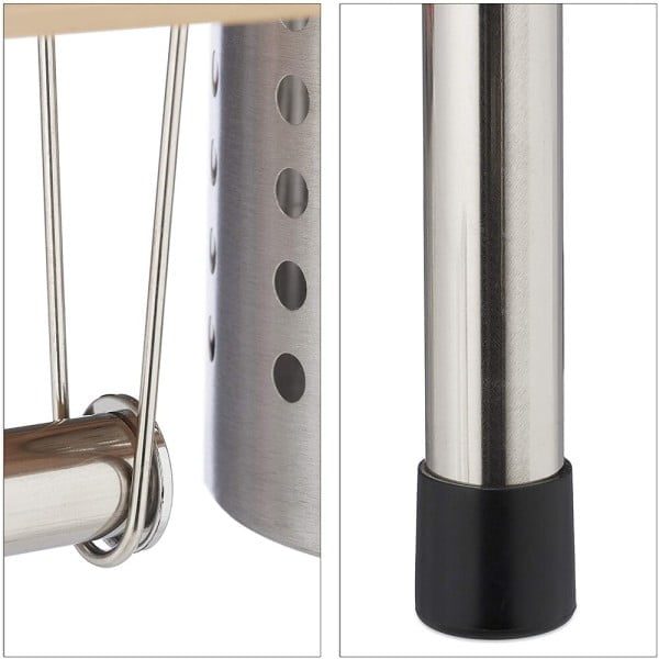 Raft bucatarie cu suport tacamuri si rola hartie, Quasar & Co.®, inox/bambus, 55 x 20 x 20 cm, natur-argintiu - imagine 7