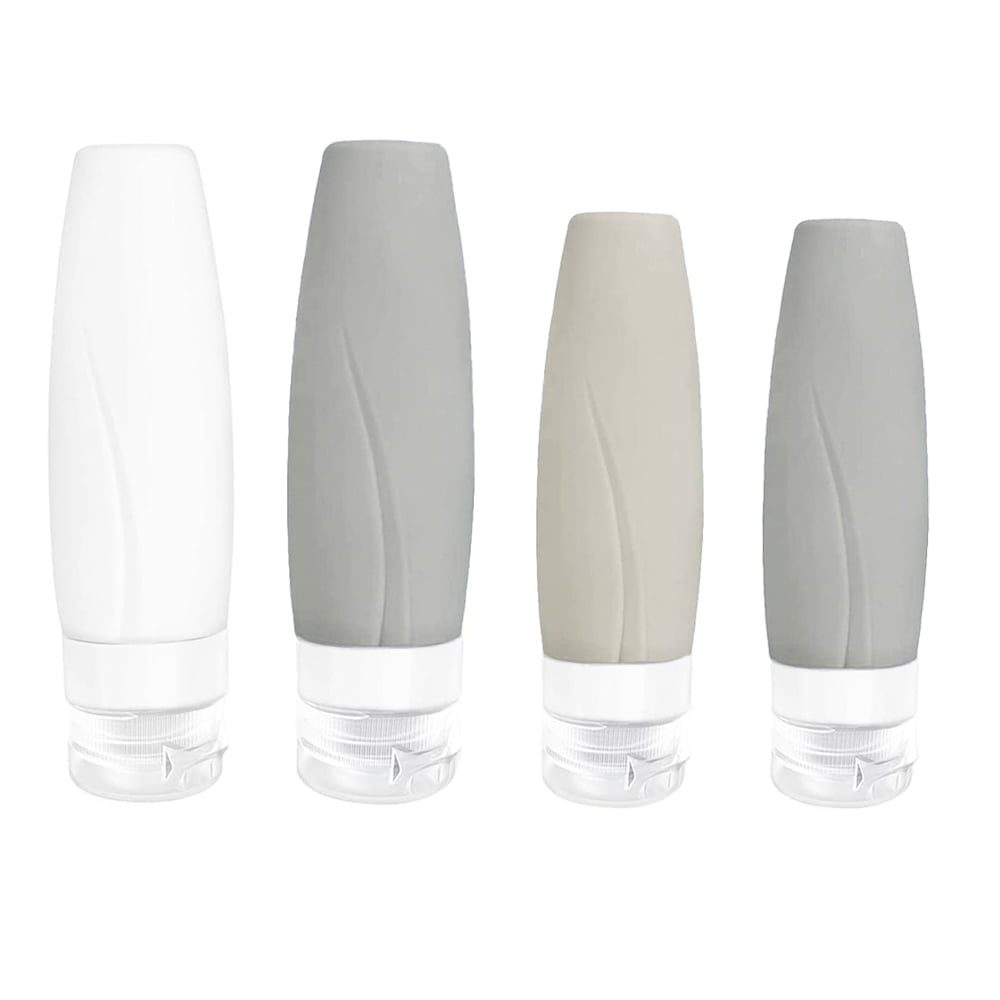 Sticlute de silicon Quasar & Co.®, set 4 buc si geanta, 2 x 60 ml, 2 x 90 ml, gri-alb 4