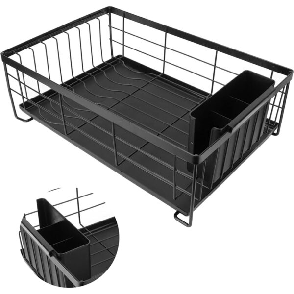 Scurgator de vase, Quasar & Co.®, cu suport tacamuri, tava scurgere, metal, 43 x 28.5 x 14 cm, negru - imagine 6