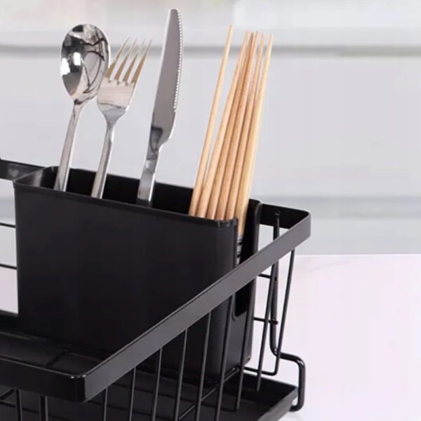 Scurgator de vase, Quasar & Co.®, cu suport tacamuri, tava scurgere, metal, 43 x 28.5 x 14 cm, negru - imagine 9
