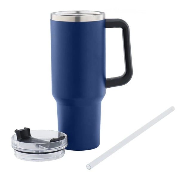 Cana termos cu maner si pai, Quasar & Co.®, cu capac To Go, pentru bauturi calde/reci, otel inoxidabil, 1.2 L, bleumarin - imagine 3