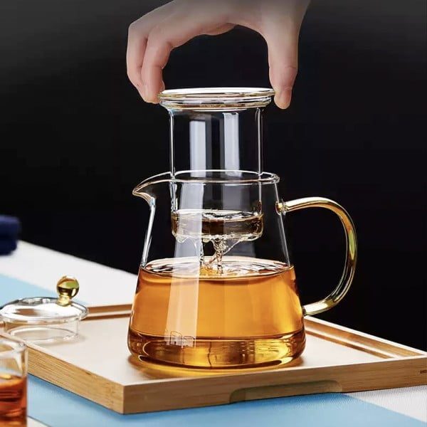 Ceainic cu infuzor de sticla, Quasar & Co.®, recipient pentru ceai/cafea, 700 ml, transparent - imagine 3