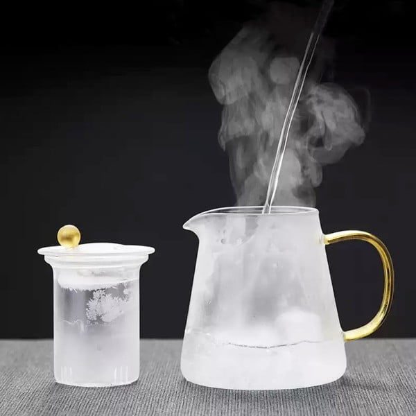 Ceainic cu infuzor de sticla, Quasar & Co.®, recipient pentru ceai/cafea, 700 ml, transparent - imagine 5