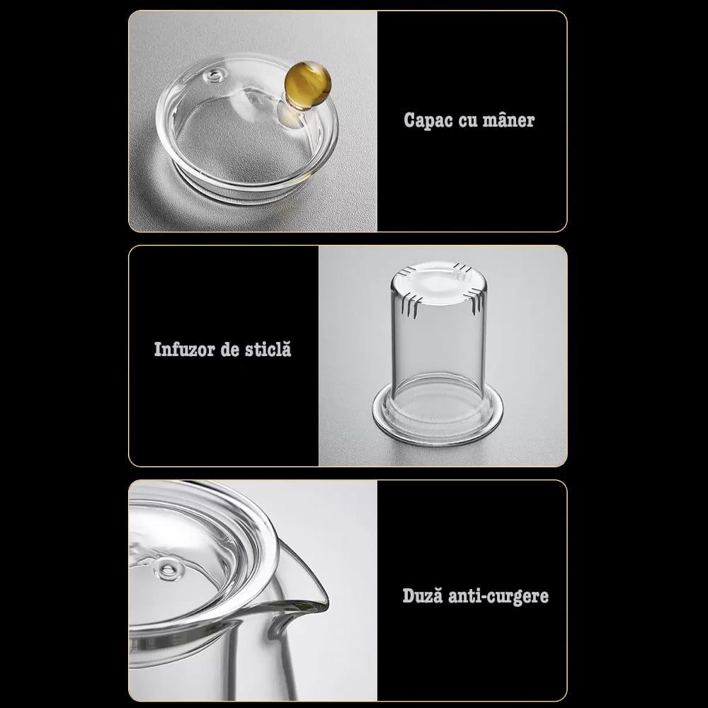 Ceainic cu infuzor de sticla, Quasar & Co.®, recipient pentru ceai/cafea, 700 ml, transparent 6