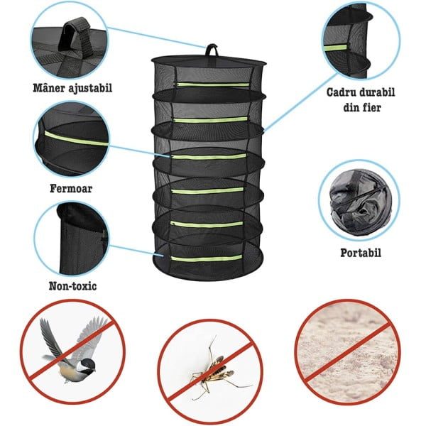 Set uscare plante, Quasar & Co.®, 1 x raft uscare plante, 1 x manusi, 1 x carlig, 1 x foarfeca, textil/metal, 60 x 120 cm, negru-verde - imagine 3