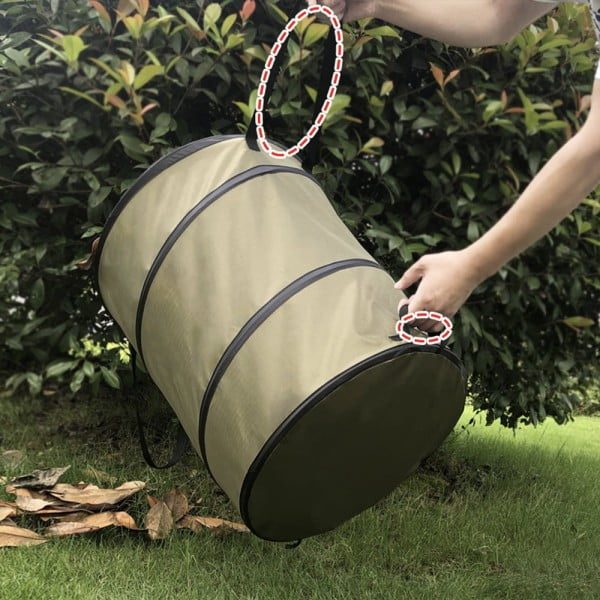 Sac resturi vegetale, Quasar & Co.®, pliabil, reutilizabil, textil, 113 L, d 46 cm, h 70 cm, verde - imagine 6