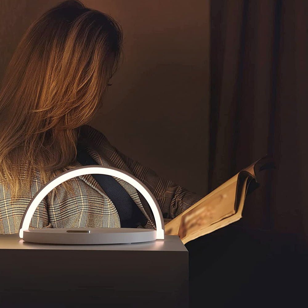 Lampa cu incarcare wireless si suport telefon, Quasar & Co.®, 3 functii, QI 10W, veioza cu 3 intensitati lumina, ABS, alb 8