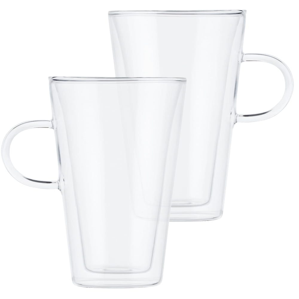 Set 2 cani cu pereti dubli Quasar & Co.®, 400 ml, termorezistente, model drept, transparent 2