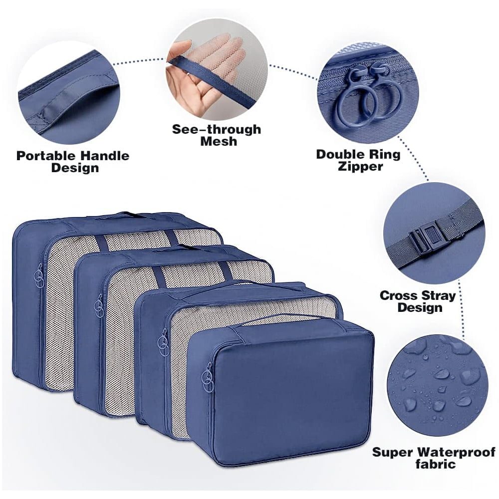 Set 8 huse organizare bagaj, Quasar & Co.®, organizatoare valiza/troler, bleumarin 3