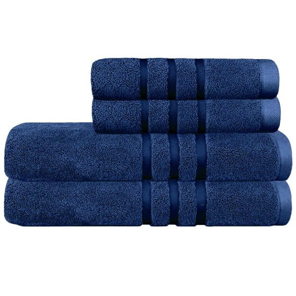 Set 4 prosoape Quasar & Co.®, 100% bumbac, 450 g/mp, 2 x 50 x 90/2 x 70 x 140 cm, albastru royal - imagine 2