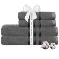 Set 4 prosoape Quasar & Co.®, 100% bumbac, 450 g/mp, 2 x 50 x 90/2 x 70 x 140 cm, gri 5