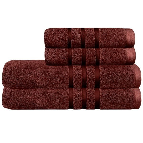Set 4 prosoape Quasar & Co.®, 100% bumbac, 450 g/mp, 2 x 50 x 90/2 x 70 x 140 cm, visiniu - imagine 2