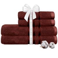 Set 4 prosoape Quasar & Co.®, 100% bumbac, 450 g/mp, 2 x 50 x 90/2 x 70 x 140 cm, visiniu 5