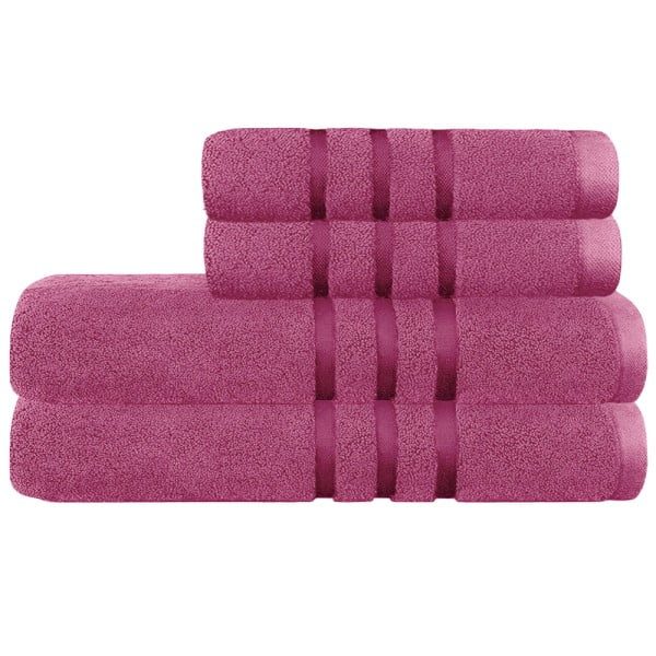 Set 4 prosoape Quasar & Co.®, 100% bumbac, 450 g/mp, 2 x 50 x 90/2 x 70 x 140 cm, fucsia - imagine 2