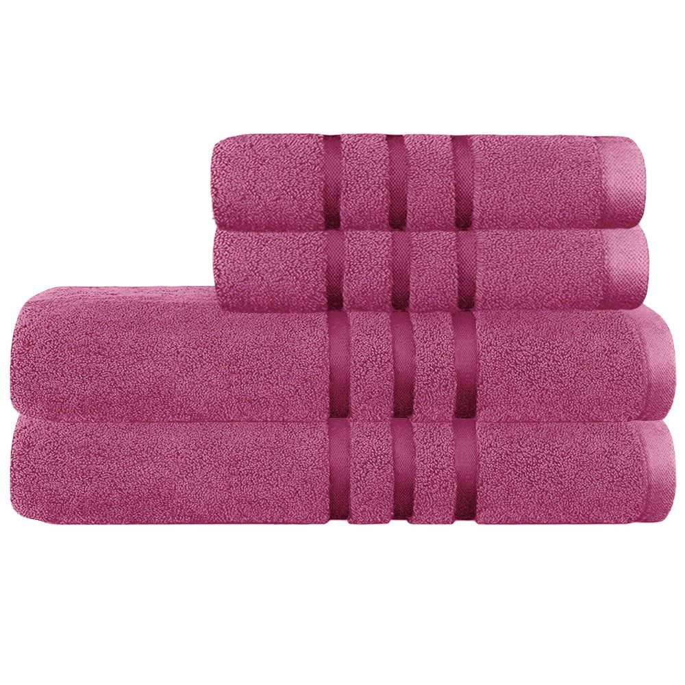 Set 4 prosoape Quasar & Co.®, 100% bumbac, 450 g/mp, 2 x 50 x 90/2 x 70 x 140 cm, fucsia 2