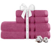Set 4 prosoape Quasar & Co.®, 100% bumbac, 450 g/mp, 2 x 50 x 90/2 x 70 x 140 cm, fucsia 5