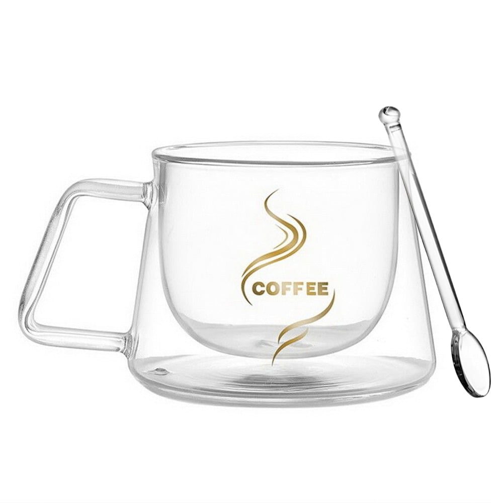 Set 2 cesti cu pereti dubli si 2 lingurite, Quasar & Co.®, model COFFEE, termorezistenta, lingurita ceai/cafea, 200 ml, sticla, transparent 4 Set 2 cesti cu pereti dubli si 2 lingurite, Quasar & Co.®, model COFFEE, termorezistenta, lingurita ceai/cafea, 200 ml, sticla, transparent 4