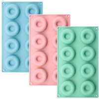 Set 3 forme de copt din silicon pentru 8 gogosi Ø6 cm, Quasar & Co.®, termorezistente pana la 230 grade C, 29 x 17 x 2 cm, verde mint/roz 11