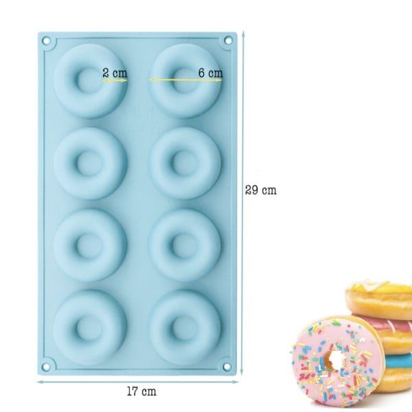 Set 3 forme de copt din silicon pentru 8 gogosi Ø6 cm, Quasar & Co.®, termorezistente pana la 230 grade C, 29 x 17 x 2 cm, verde mint/roz - imagine 5