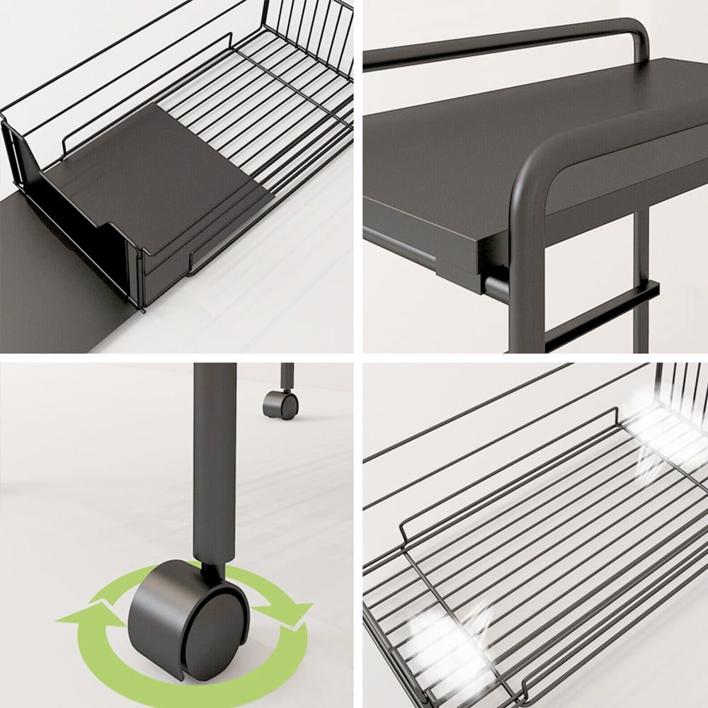 Raft depozitare pentru baie, Quasar & Co.®, cu roti, 4 polite, dreptunghiular, 24x36x85 cm, metal, negru 4
