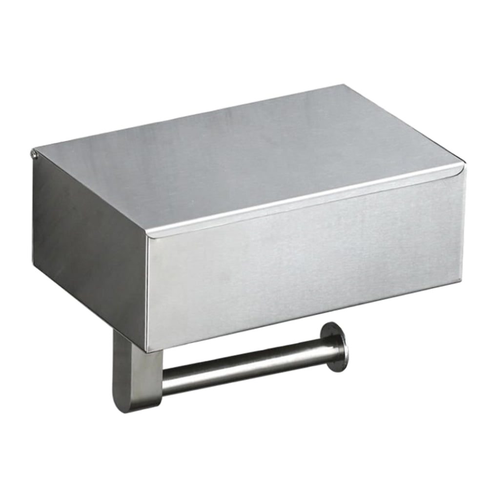 Suport hartie igienica, Quasar & Co.®, cu raft depozitare si raft servetele umede, 20.5 x 13 x 15.5 cm, metal, gri 2
