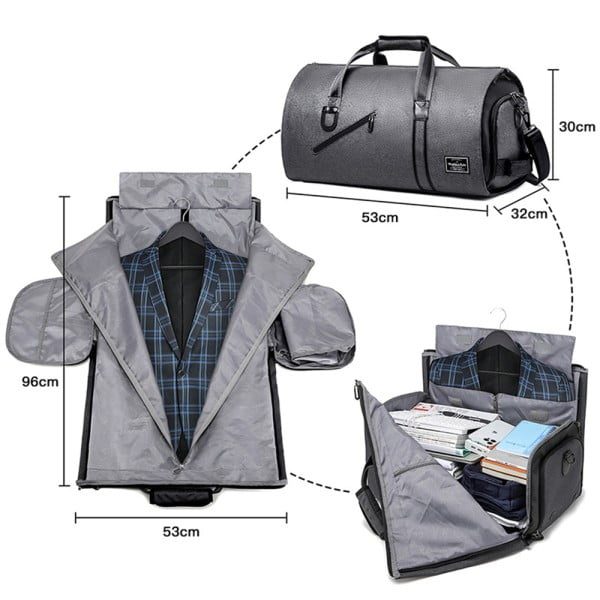 Geanta smart business pentru voiaj, Quasar & Co.®, compartiment special pentru transport costum si pantofi, poliester, 53 x 32 x 30 cm, gri - imagine 3