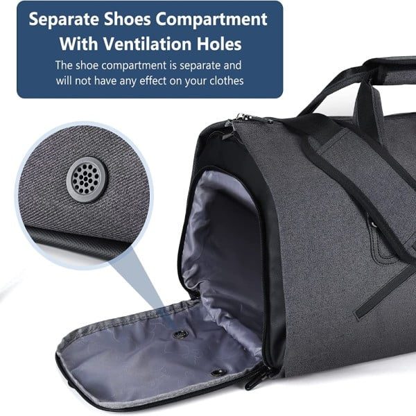 Geanta smart business pentru voiaj, Quasar & Co.®, compartiment special pentru transport costum si pantofi, poliester, 53 x 32 x 30 cm, gri - imagine 5