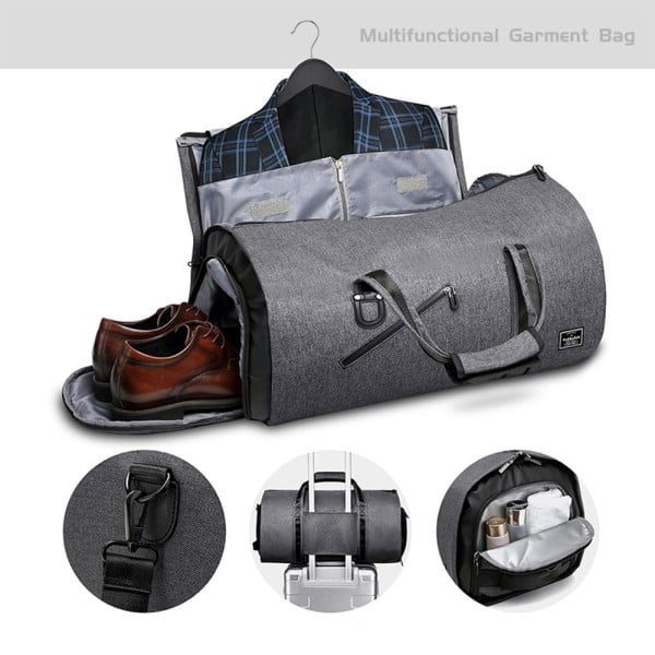 Geanta smart business pentru voiaj, Quasar & Co.®, compartiment special pentru transport costum si pantofi, poliester, 53 x 32 x 30 cm, gri - imagine 6