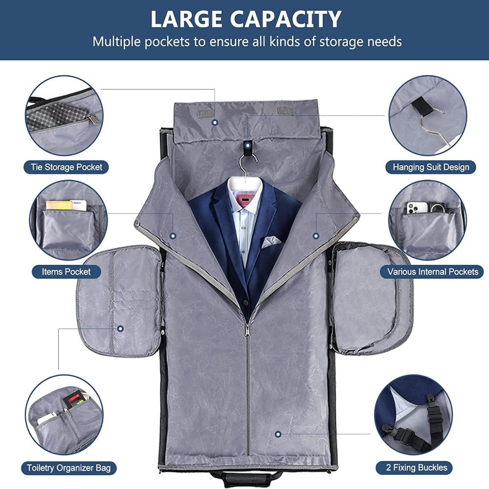 Geanta smart business pentru voiaj, Quasar & Co.®, compartiment special pentru transport costum si pantofi, poliester, 53 x 32 x 30 cm, gri 7