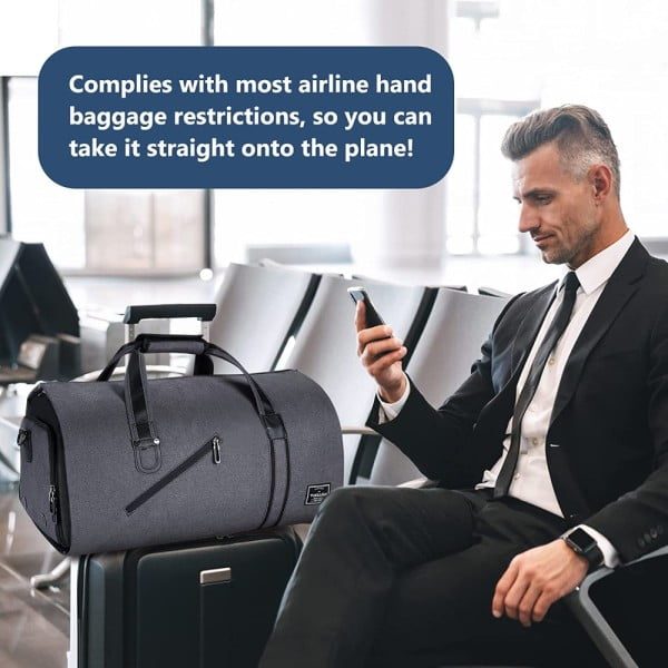 Geanta smart business pentru voiaj, Quasar & Co.®, compartiment special pentru transport costum si pantofi, poliester, 53 x 32 x 30 cm, gri - imagine 8