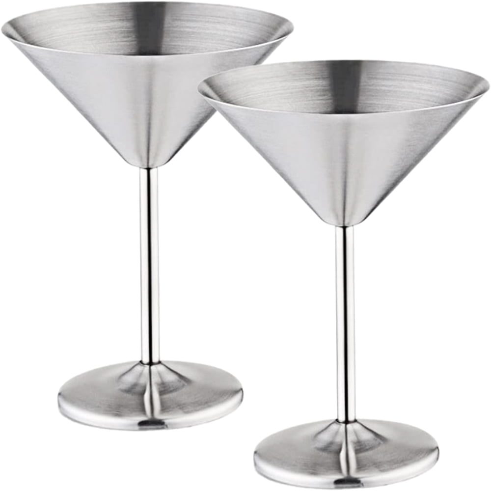 Set 2 pahare martini, Quasar & Co.®, otel inoxidabil, h 16 cm, 250 ml, argintiu