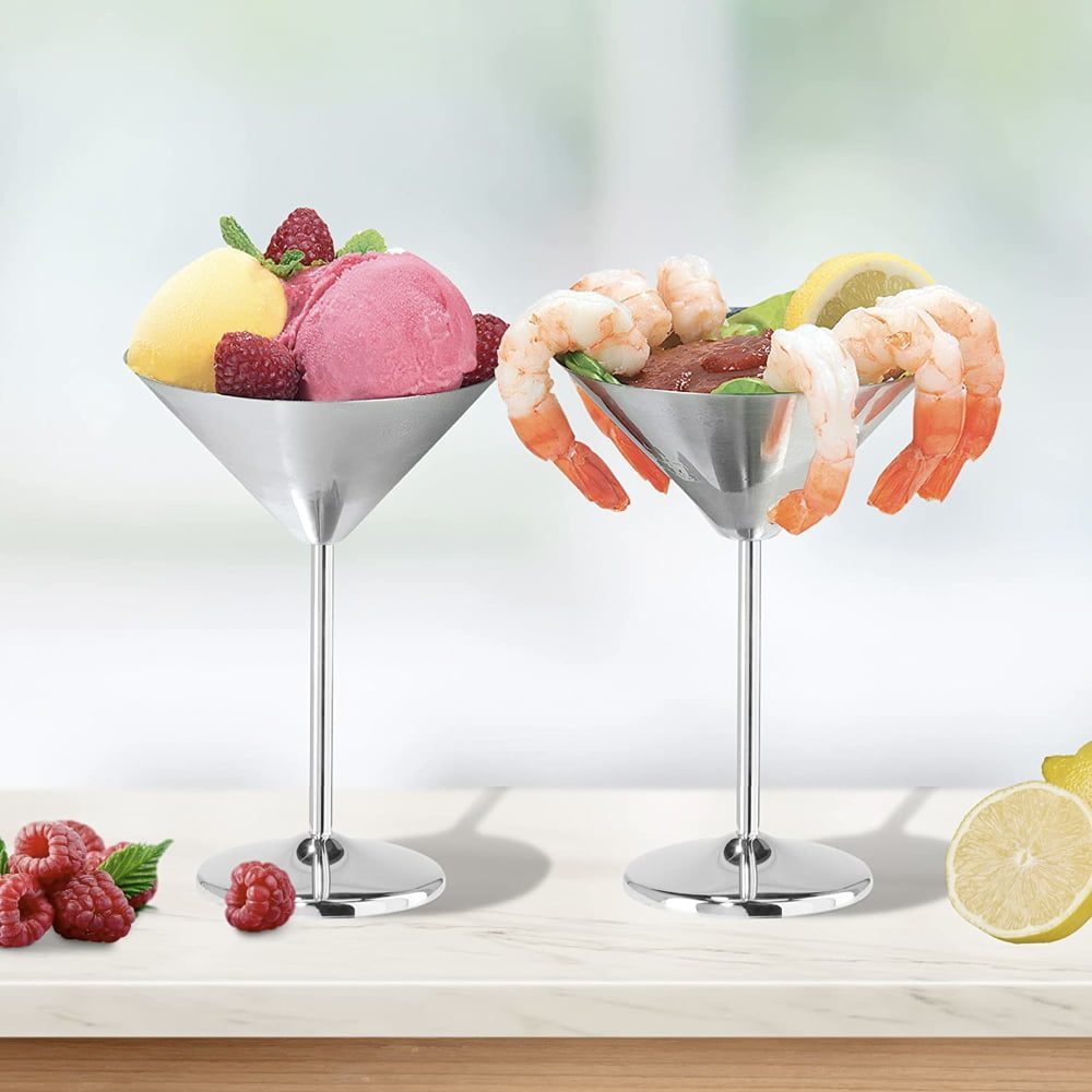 Set 4 pahare martini, Quasar & Co.®, otel inoxidabil, h 16 cm, 250 ml, argintiu 7