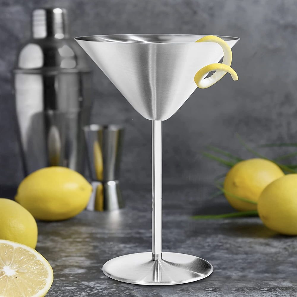 Set 4 pahare martini, Quasar & Co.®, otel inoxidabil, h 16 cm, 250 ml, argintiu 8