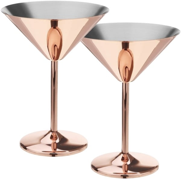Set 2 pahare martini, Quasar & Co.®, otel inoxidabil, h 16 cm, 250 ml, rose gold metal Pahare sticla 2024-05-02 2