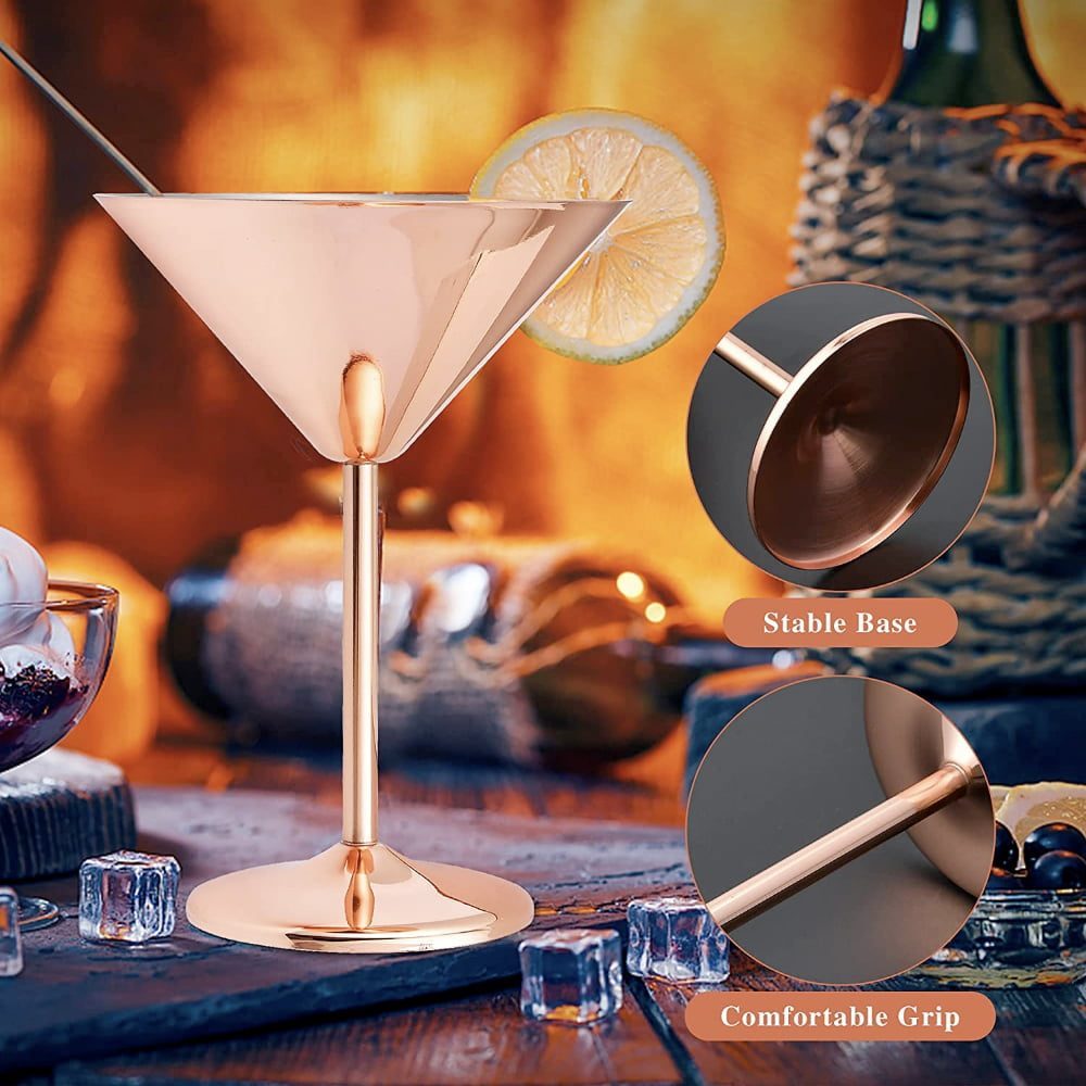 Set 2 pahare martini, Quasar & Co.®, otel inoxidabil, h 16 cm, 250 ml, rose gold metal 6 Set 2 pahare martini, Quasar & Co.®, otel inoxidabil, h 16 cm, 250 ml, rose gold metal 6