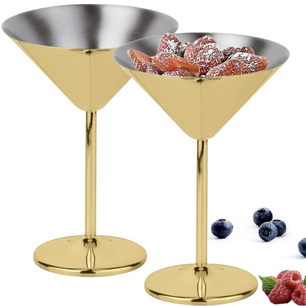 Set 2 pahare martini, Quasar & Co.®, otel inoxidabil, h 16 cm, 250 ml, Golden Blonde Pahare sticla 2024-05-02