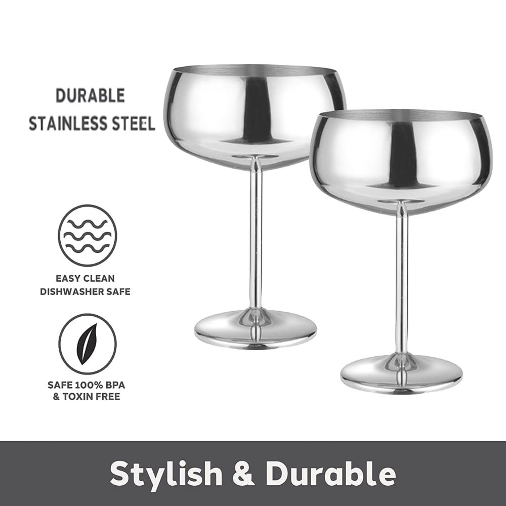 Set 4 pahare cocktail, Quasar & Co.®, otel inoxidabil, h 16 cm, 400 ml, argintiu 5